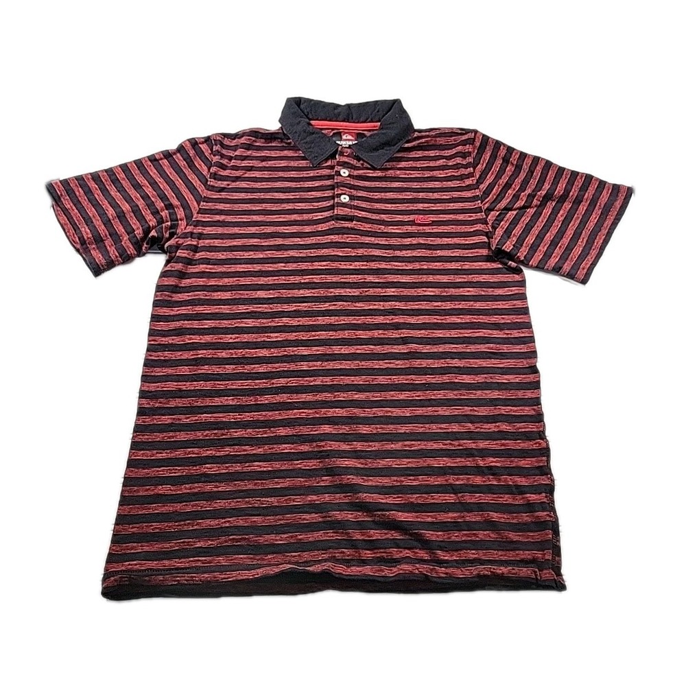 QuickSilver BOY'S Sz XL, (20) BLACK/RED STRIPED Polo Collared Shirt‎ Skate, LOGO